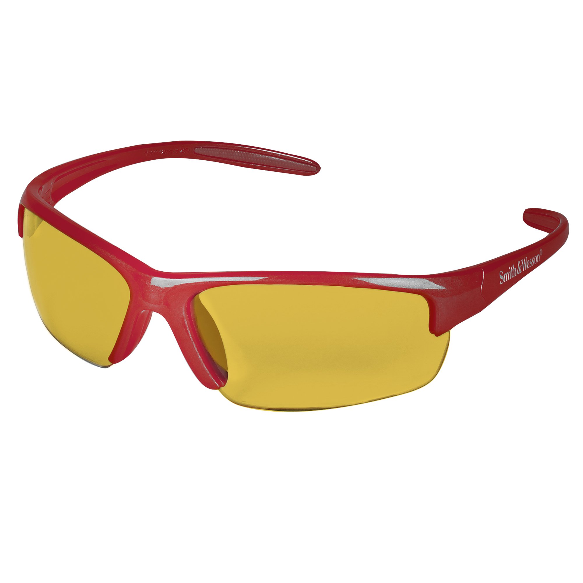 KLEENGUARD Smith and Wesson Safety Glasses (21299) - ANSI Z87.1 Certified Equalizer Safety Eyewear with Amber Lens & Red Frame, Pack of 12 - Ideal for Construction, Woodworking, and DIY Projects