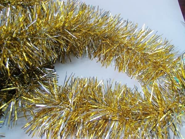 15' Super Soft and Shiny Golden Silver Tinsel Christmas Garland - Perfect for Holiday Tree Decor, Mantel Decorations, and Festive Party Backdrops