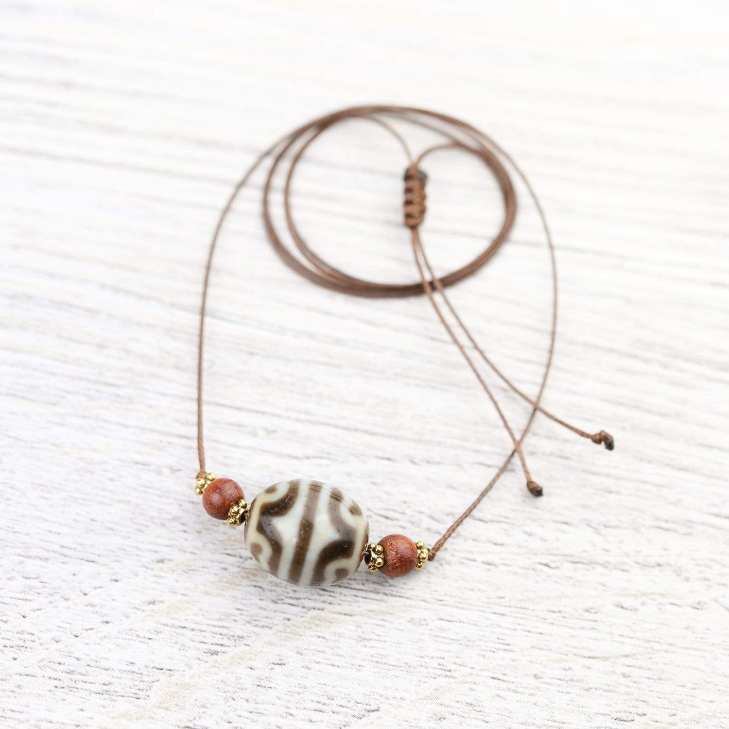 Authentic Tibetan Dzi Bead Necklace - Ancient Goodwill Treasure Vase Design - Spiritual Jewelry for Meditation & Energy Protection | Perfect for Yoga, Buddhist Practices & Unique Gift Giving