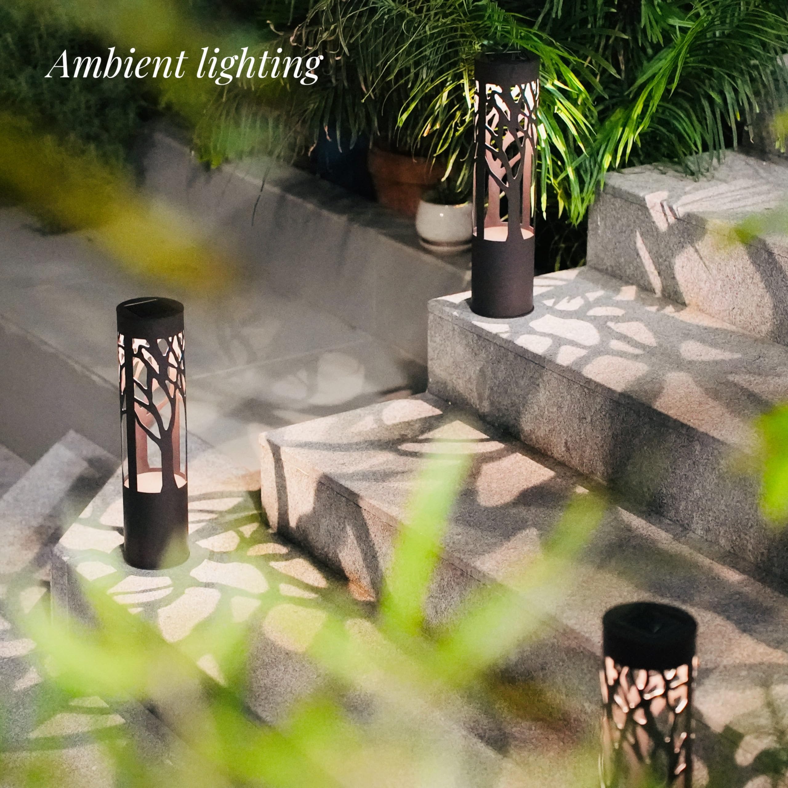 4 Pack Solar Pathway Lights Outdoor - Waterproof Landscape Lighting with Auto On/Off, Warm Yellow Solar Powered Garden Lights for Yard, Lawn, Patio & Walkway | Perfect for Garden Decor, Driveway Illumination and Nighttime Safety