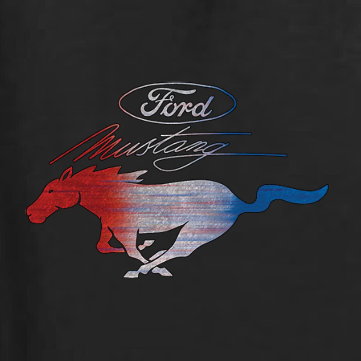 Ford Mustang Graphic T-Shirt for Women - USA Flag & Mustang Emblem Design - Casual Car Enthusiast Tee for Everyday Wear, Car Shows & Road Trips