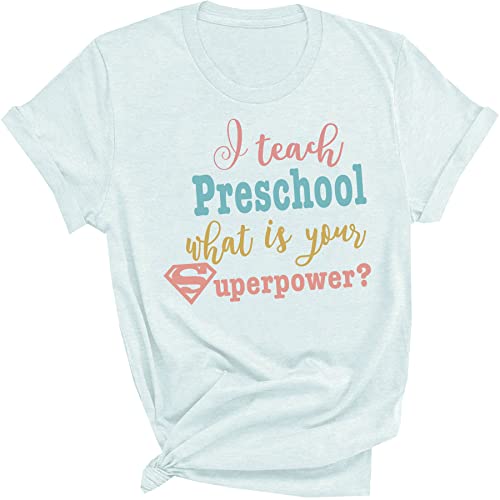 Funny Teacher Appreciation T-Shirt - Cool Back to School Gift for Educators - Casual Cotton Tee for Classroom & Staff Meetings (Medium, Ice Blue)