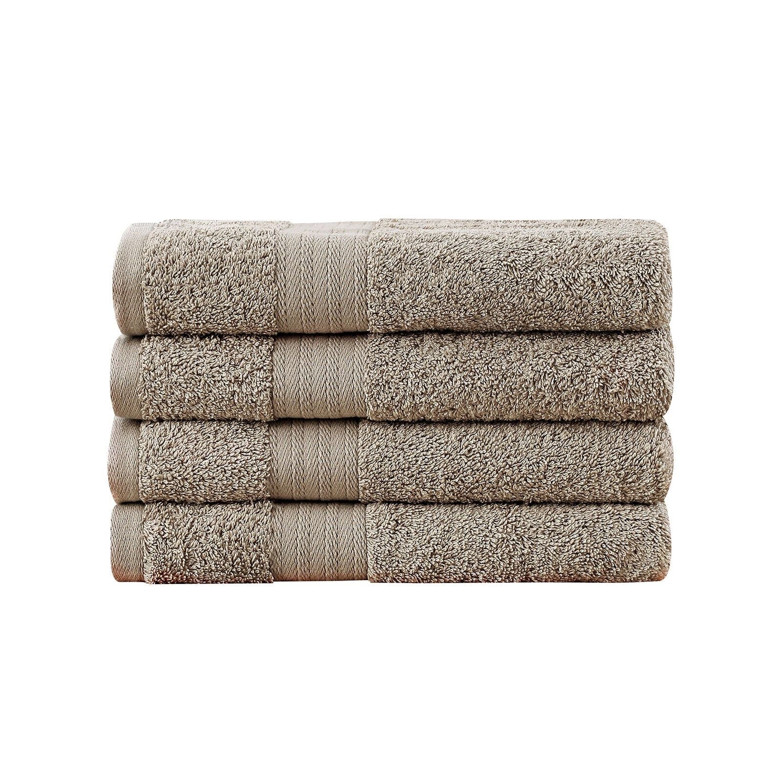Linenland 4-Piece Cotton Bath Towel Set - Soft & Absorbent Hand Towels in Sandstone - Perfect for Bathroom, Spa & Guest Use