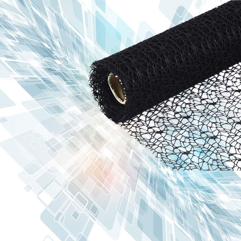 EXCEART Black Mesh Ribbon Roll - Spider Web Deco Ribbon Lace, Jute Mesh Trim for DIY Crafts, Gift Wrapping, Wedding Decor, Halloween Party Backdrop (Home Decoration, Scrapbooking, Table Runner)