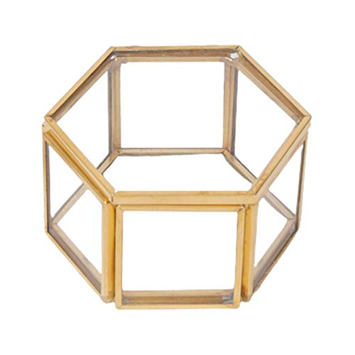 Hexagonal Glass Jewelry Storage Box with Handle - Organizer for Rings, Earrings, Necklaces & Accessories - Perfect for Vanity, Dresser & Travel Use