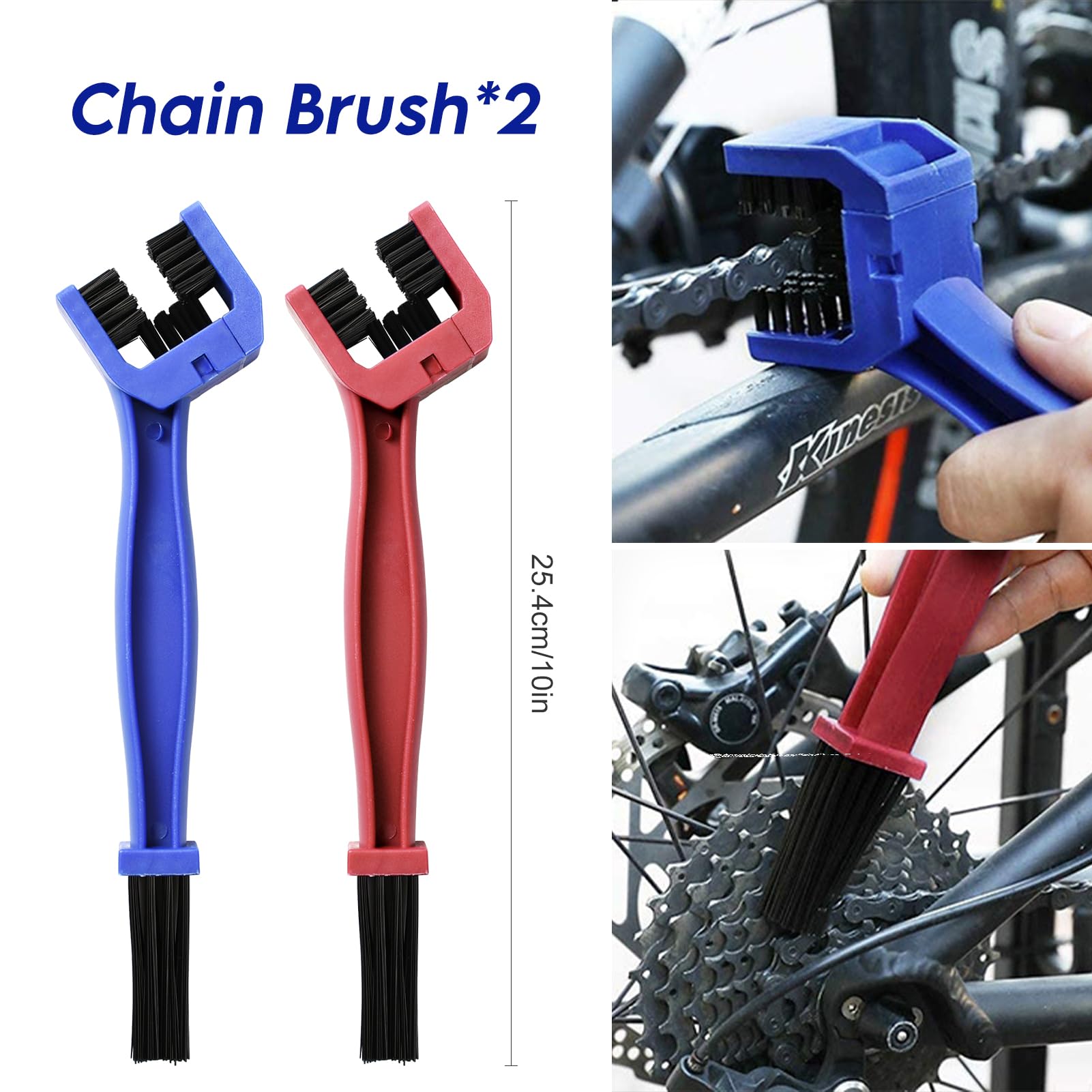 9PCS Bike Cleaning Tool Kit - Bicycle Chain Brush for Mountain, Road, BMX & Folding Bikes | Perfect for Home Bike Maintenance & Outdoor Cycling Gear Care