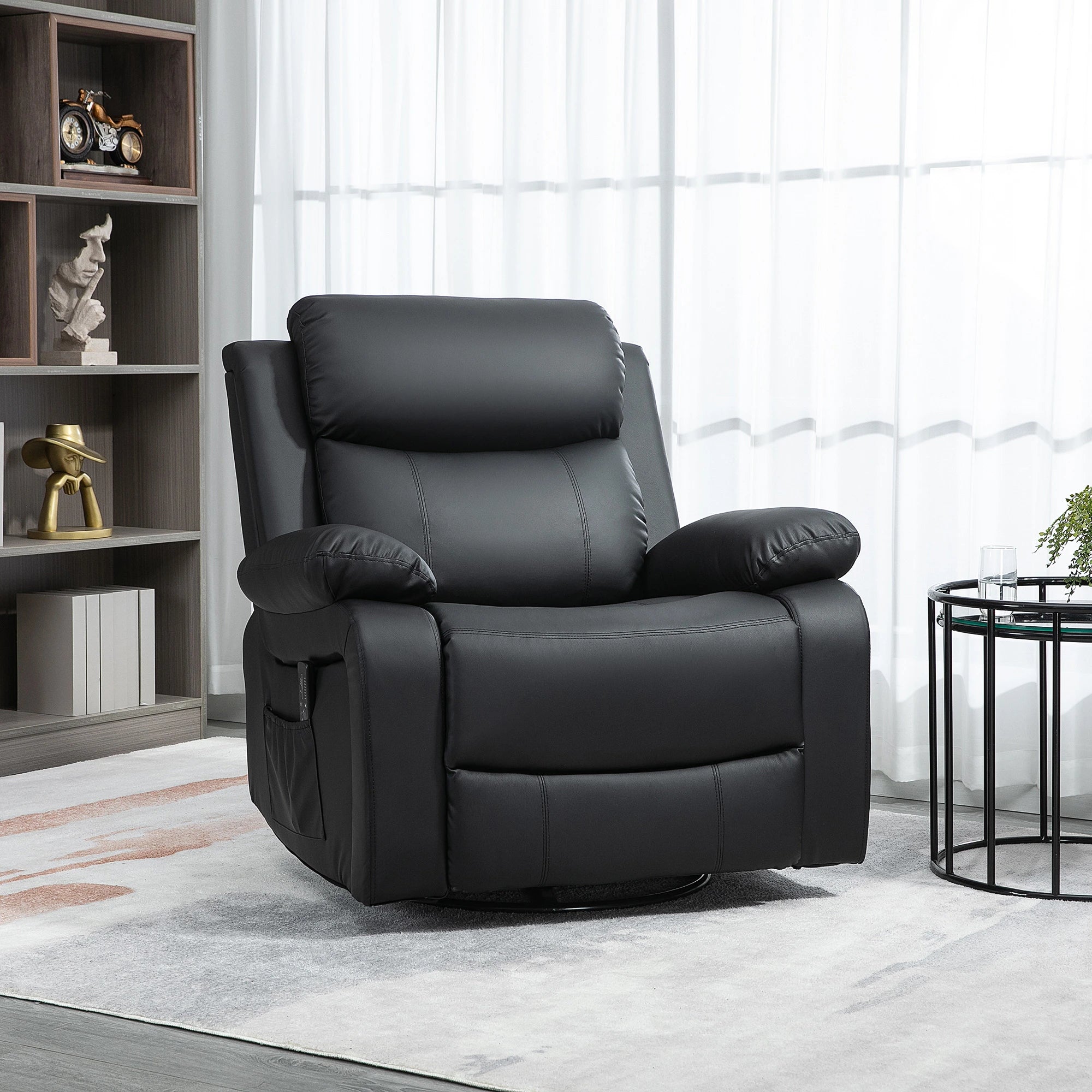 Premium Faux Leather Vibration Massage Reclining Swivel Chair - 3 Color Options for Home, Office & Gaming Relaxation