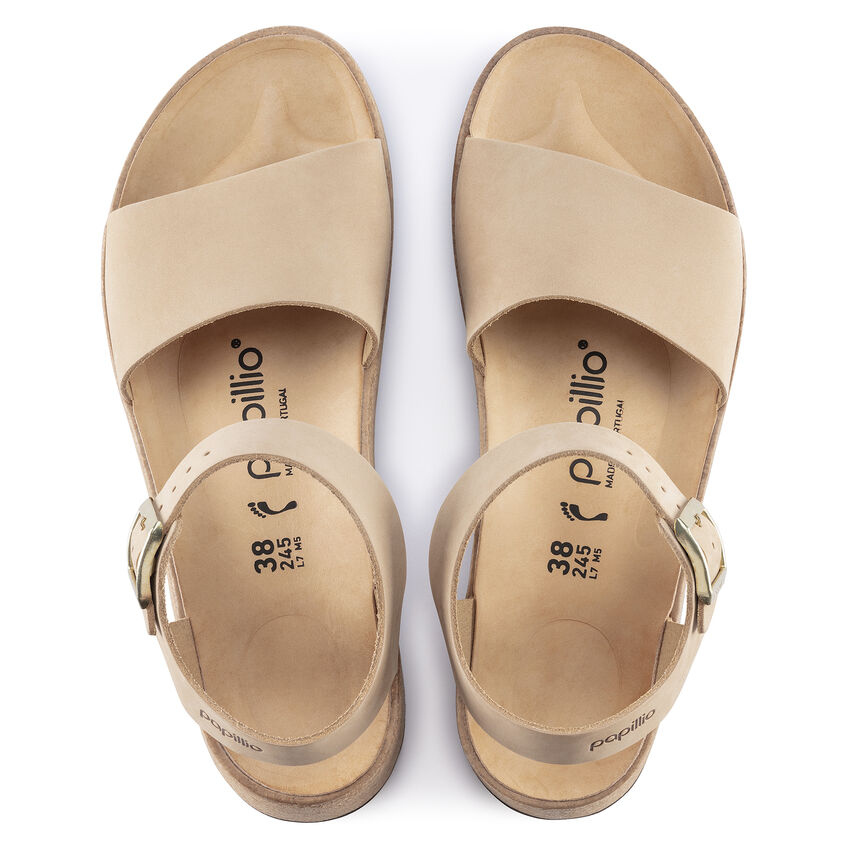 Birkenstock Glenda Women's Sandals - Soft Nubuck Leather in Sandcastle Color | Comfortable Footbed for Walking, Travel & Casual Wear
