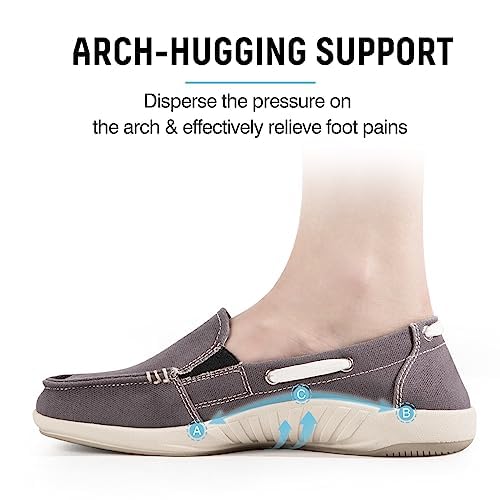 Women's Slip-On Loafers - Comfortable Boat Shoes with Arch Support for Plantar Fasciitis - Breathable Canvas Sneakers for Daily Walking & Casual Outfits - Perfect for Work, Travel & Errands
