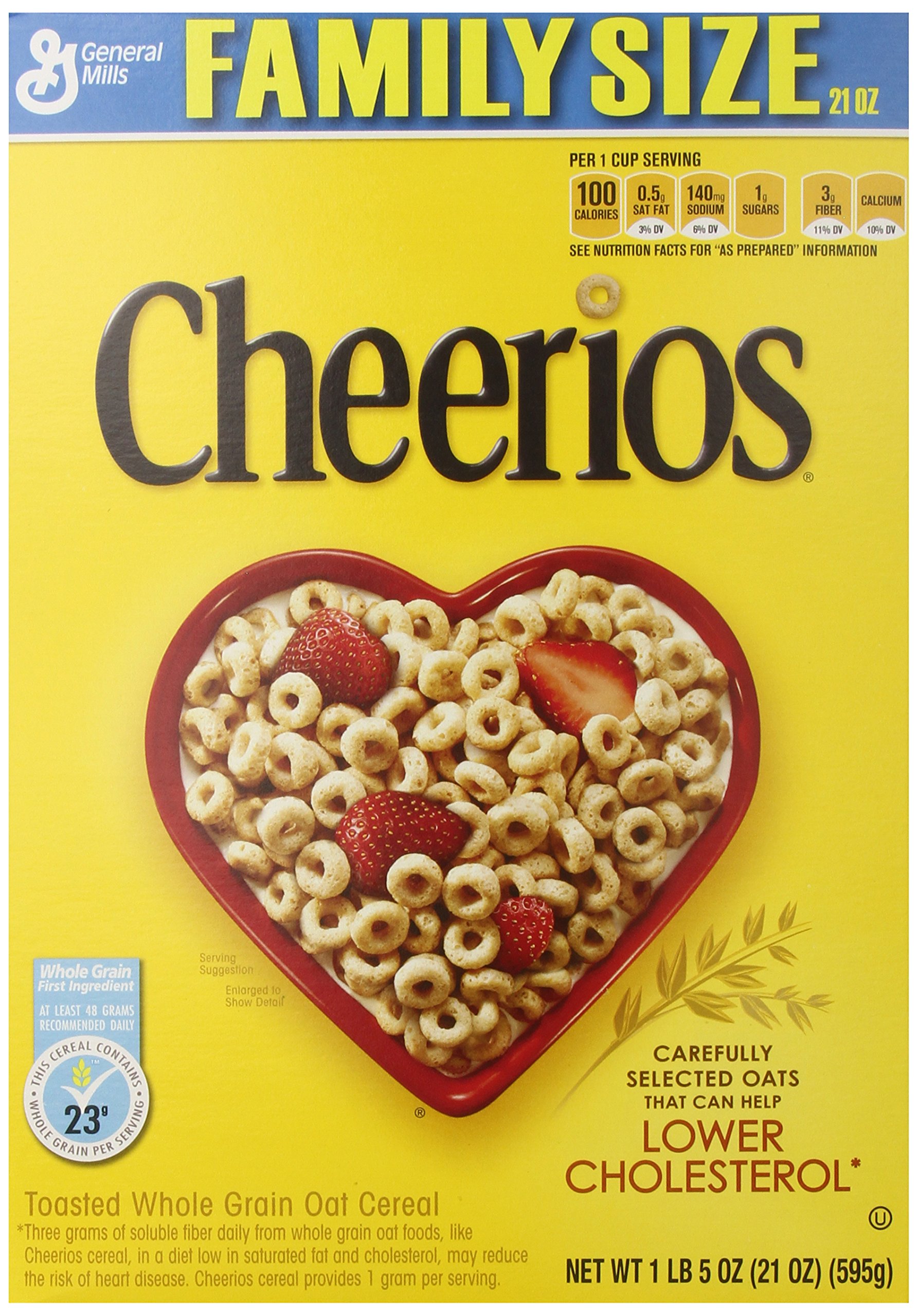 Cheerios Gluten Free Breakfast Cereal - Family Size 21 oz Box (Pack of 2) - Healthy Morning Meal & Snack for Kids & Adults