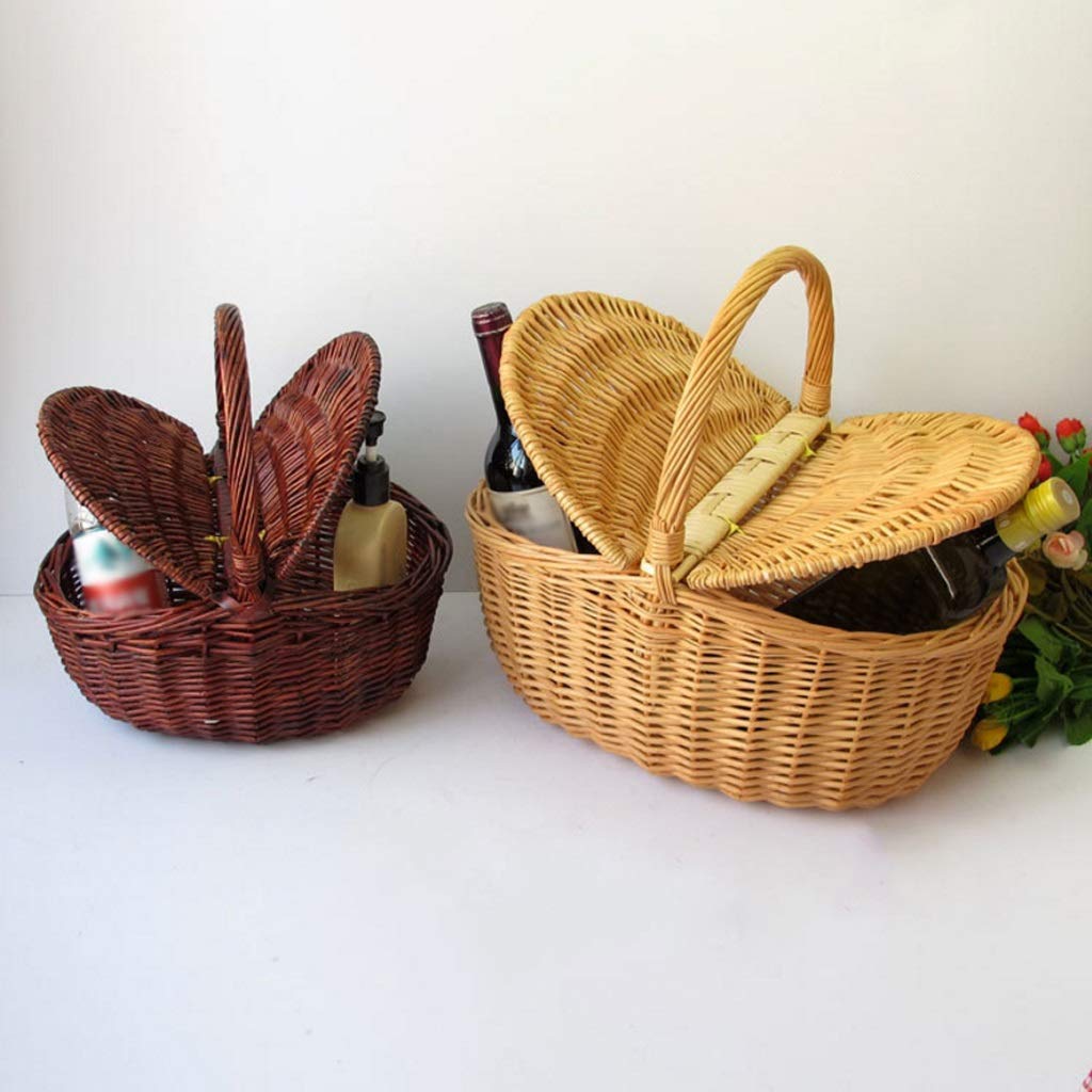 Large Capacity Wicker Picnic Basket for 2 - Insulated Cooler with Handles, Portable Covered Storage for Outdoor Picnics, Beach Trips & Romantic Dates - Perfect Gift for Couples, Boys & Girls