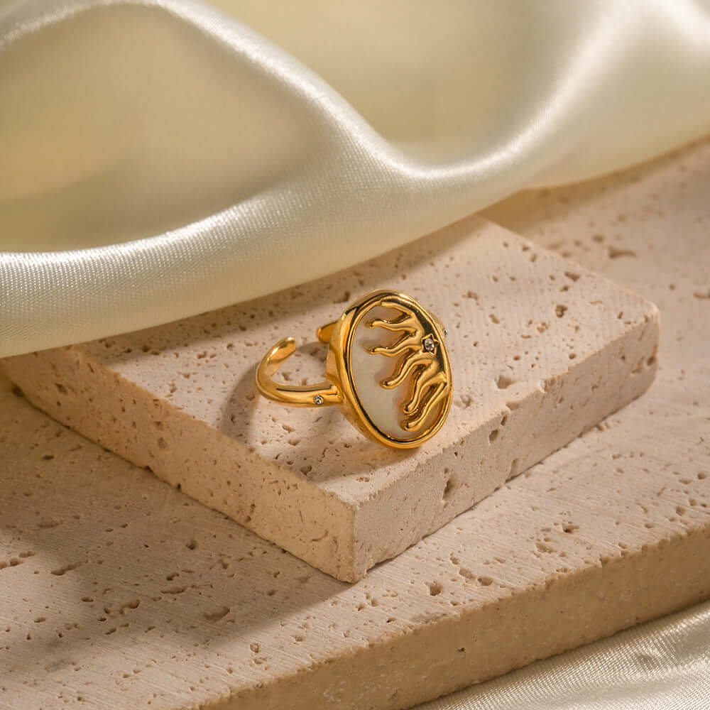 18K Gold Shell Midi Ring for Women - Elegant Thumb Ring Jewelry Gift (JDR001) | Perfect for Parties, Weddings & Everyday Wear