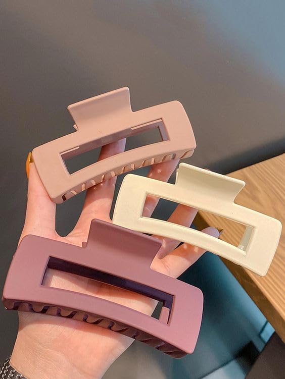 Pastel Matte Large Hair Claw Clips - Korean Style Butterfly Hair Clutch for Women, 3-Pack (Multicolor) - Perfect for Thick/Thin Hair, Everyday Styling & Aesthetic Hair Accessories