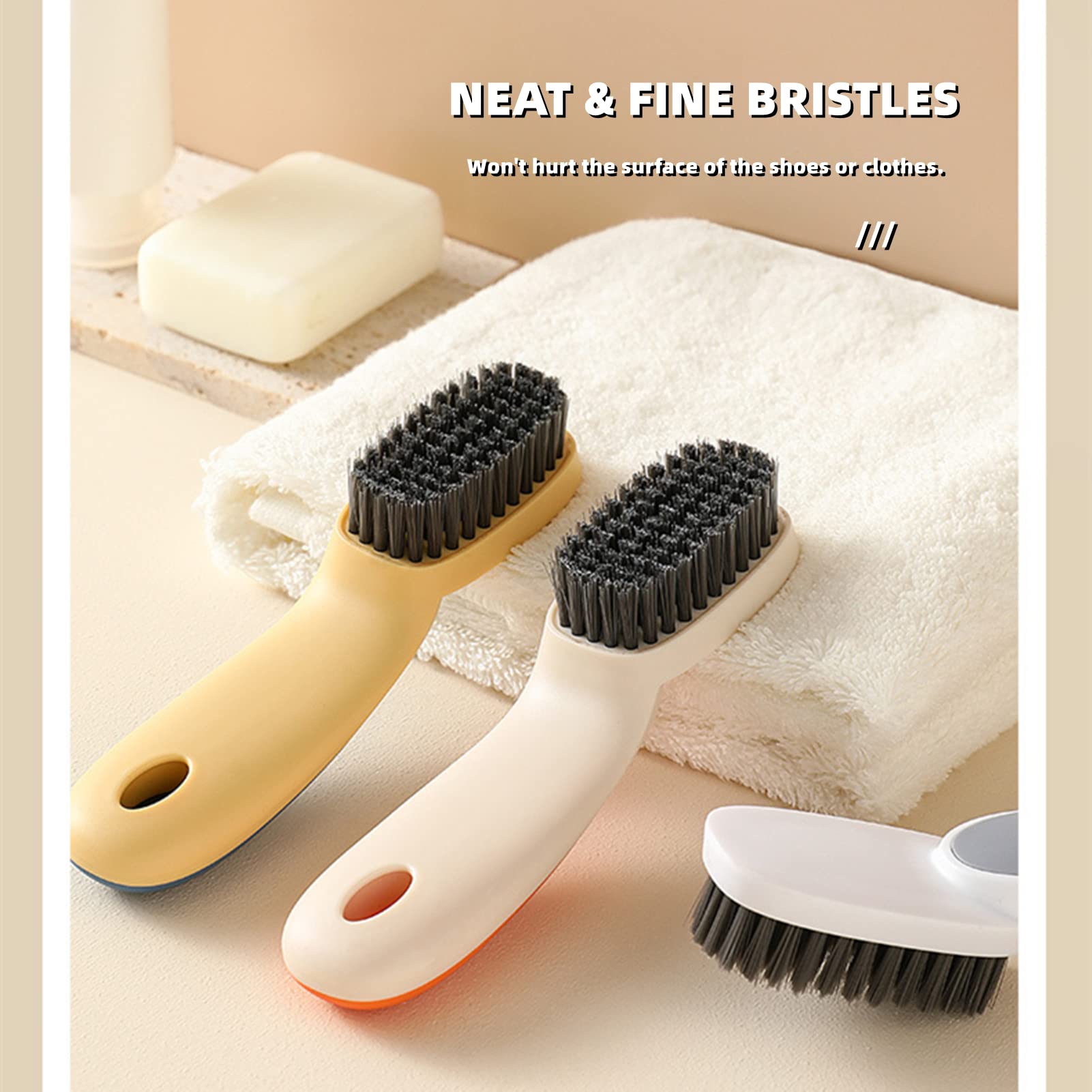 2-Pack Long Handle Shoe & Clothes Cleaning Brushes - Heavy Duty Scrub Brush with Non-Slip Grip for Laundry, Household Cleaning & Shoe Care - Perfect for Sneakers, Boots, Fabrics & Tough Stains