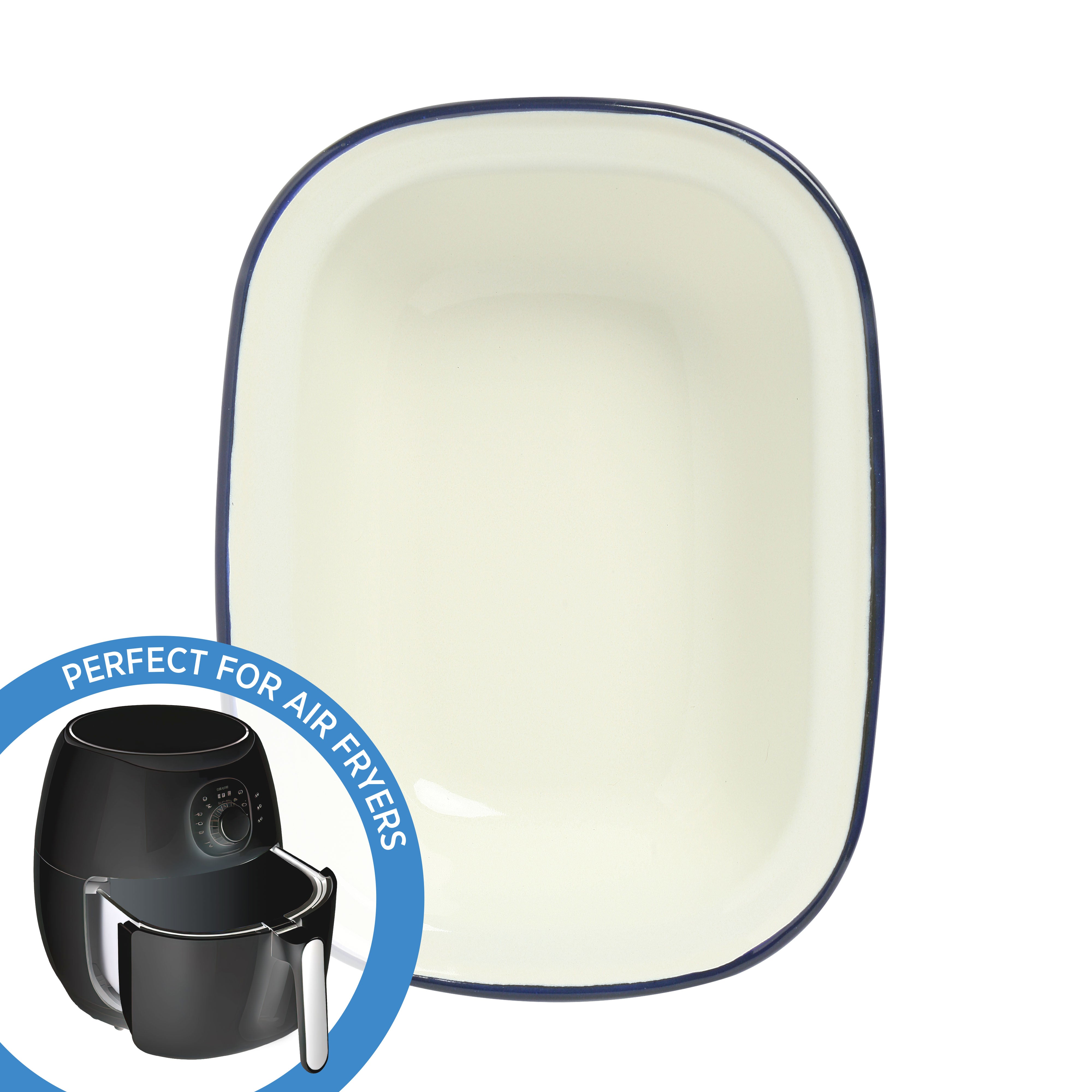 Premium Enamel Oblong Pie Dish - 400ml Capacity, Durable & Non-Stick Baking Pan for Pies, Quiches & Casseroles - Perfect for Thanksgiving, Christmas & Family Gatherings