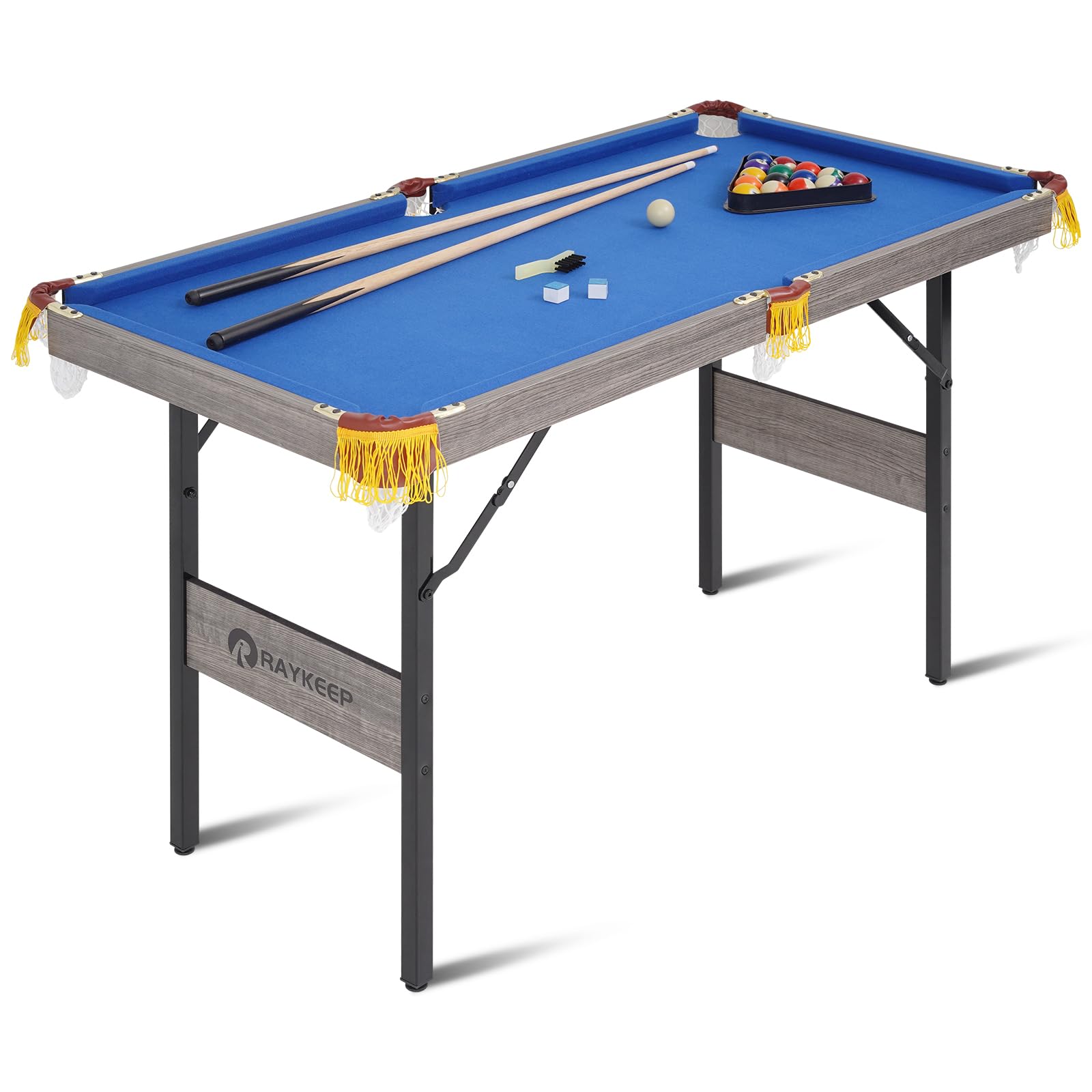 Portable Folding Billiard Table Set - Indoor/Outdoor Pool Table with Cues, Triangle, Chalk & Brush for Game Rooms - Perfect for Family Fun, Parties & Recreation Spaces