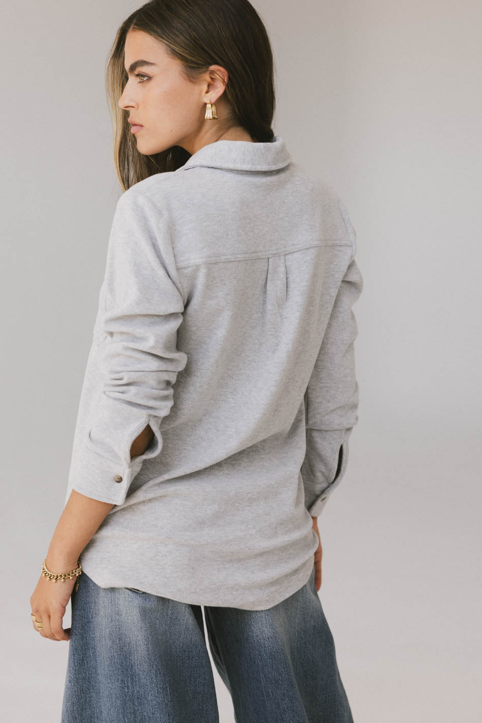 Men's Mada Fleece Button-Up Shirt in Grey - Cozy Winter Wear for Outdoor Activities & Casual Style | FINAL SALE