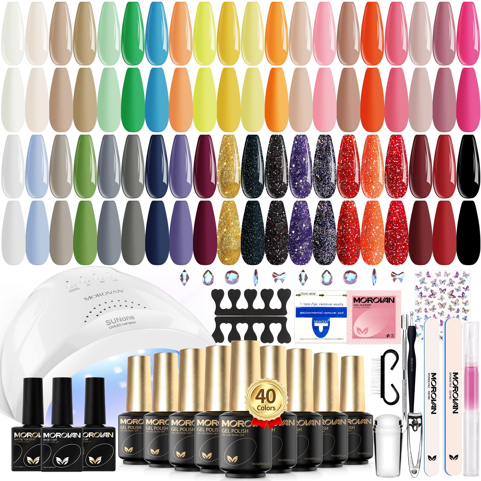 Morovan Gel Nail Polish Kit with UV Light - 12 Colors Quick Cure Gel Polish Set for DIY Home Manicure | Professional Nail Art Tools for Salon & At-Home Use | Perfect for Parties, Weddings & Special Occasions
