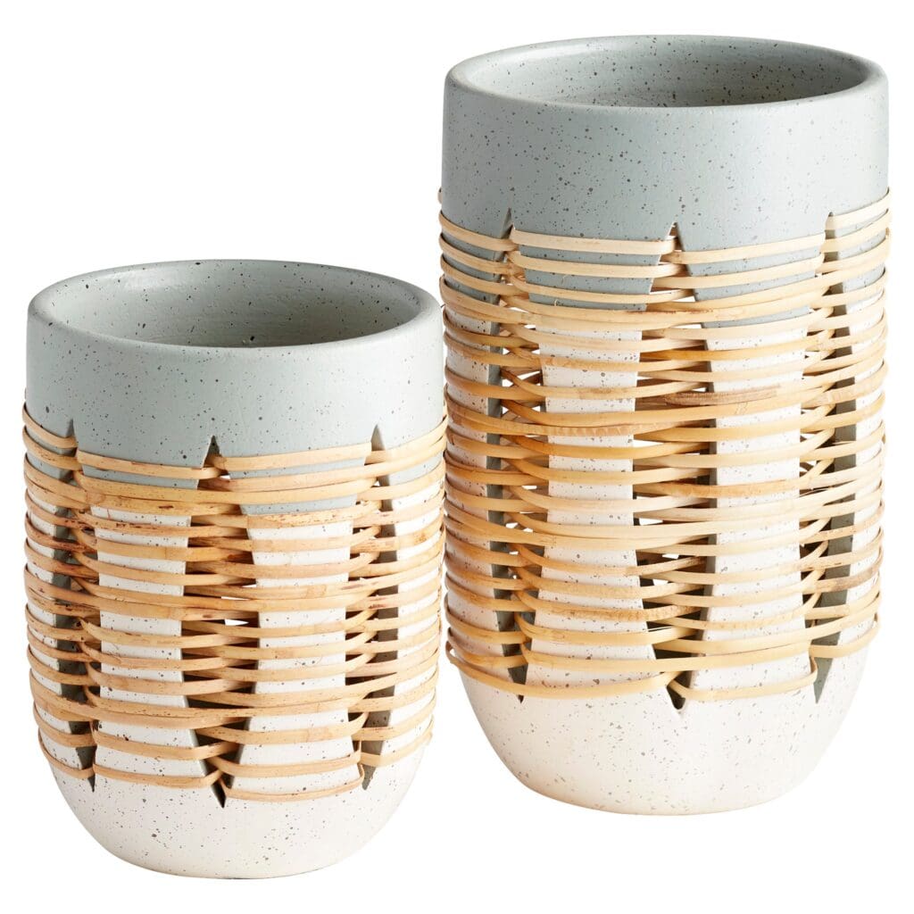 Cyan Design 11127 Crescent Vase - Small Grey & Ivory Ceramic Home Decor for Living Room, Dining Table, Wedding Centerpiece
