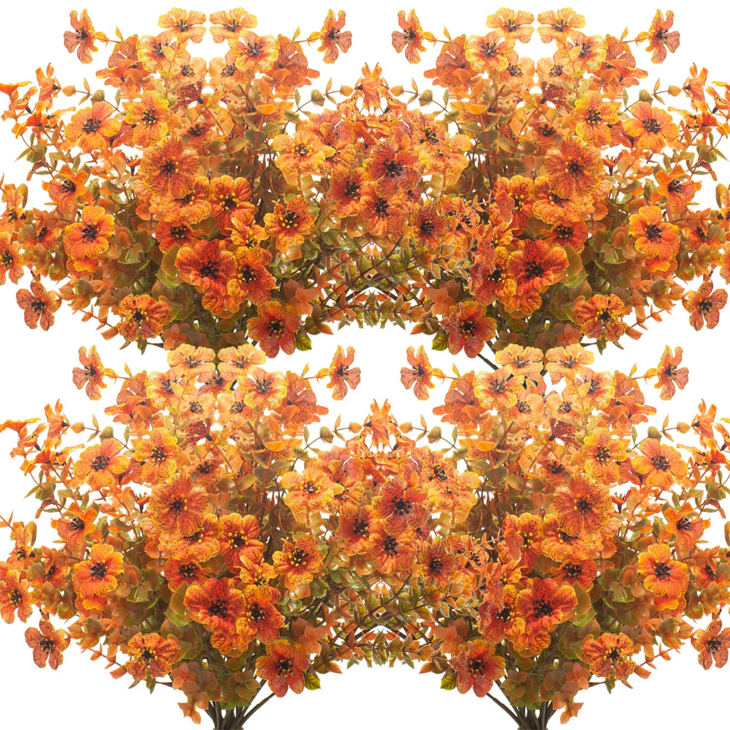 10 Bundles Artificial Fall Flowers for Outdoor Decor - UV Resistant Faux Flowers for Porch, Garden, and Fall Wreaths