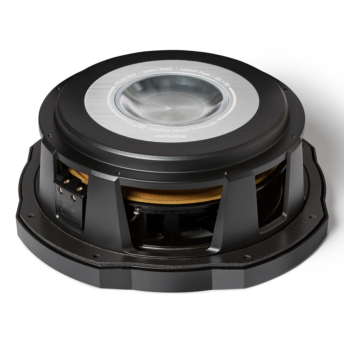 Alpine RS W10D2 R Series 10-Inch Shallow Mount 4 Ohm Car Subwoofer - High Performance Bass for Trucks, SUVs & Custom Car Audio Systems