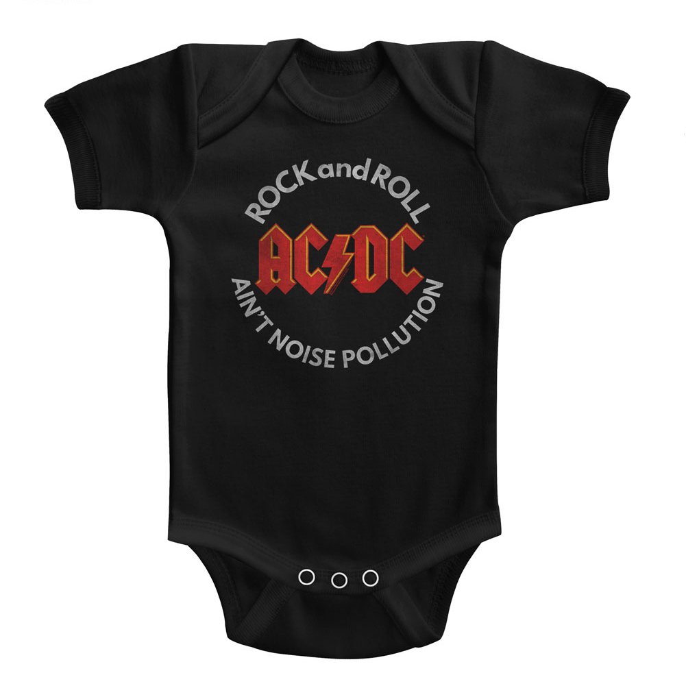 AC/DC Noise Pollution Black Infant Baby Bodysuit Romper – Rock Band Merchandise for Newborns & Toddlers – Perfect for Concerts, Photo Shoots & Music-Themed Events