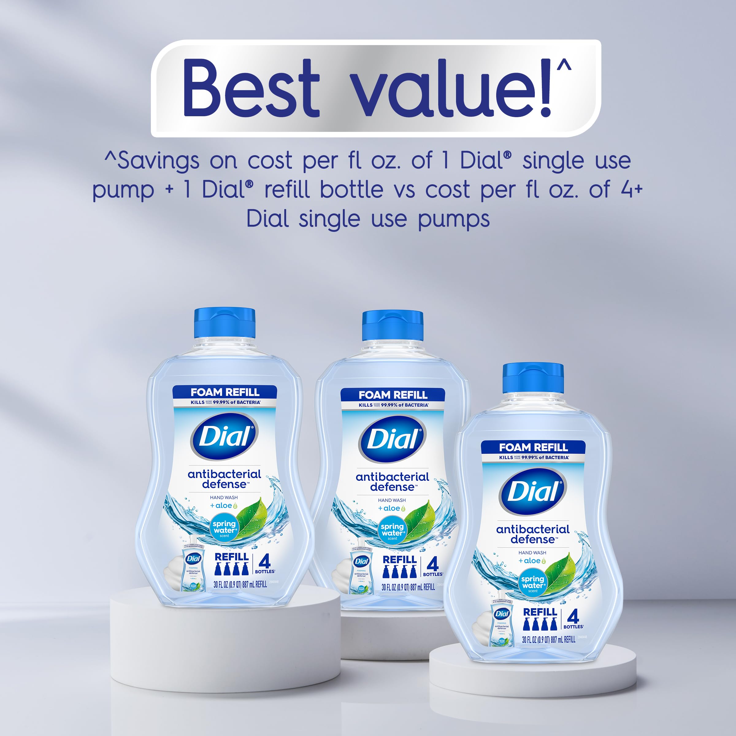 Dial Antibacterial Foaming Hand Wash Refill - Spring Water Scent, 30 Ounce (88.7 ml) | Gentle Skin Cleanser for Home, Kitchen & Bathroom | Kills 99.9% Germs