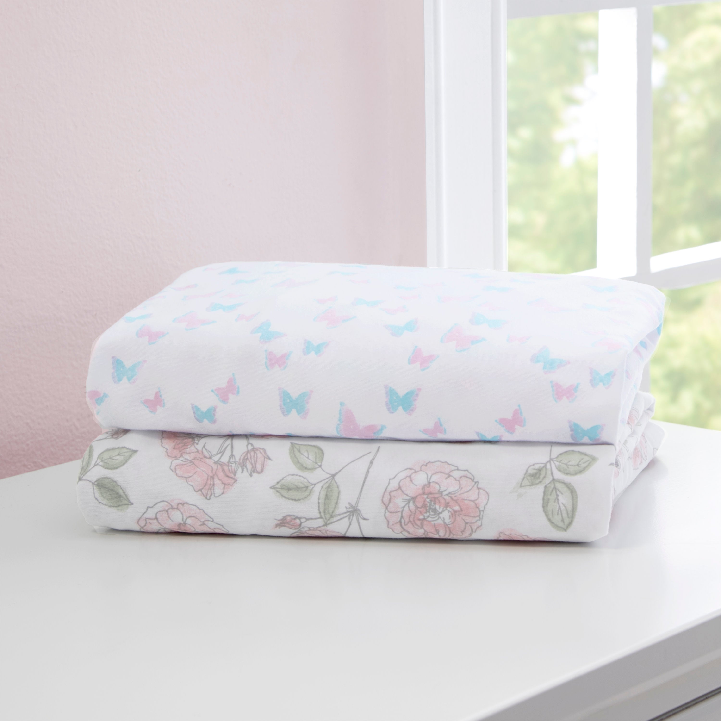 Soft & Breathable 2-Pack Garden Party Fitted Crib Sheets | Organic Cotton Baby Bedding | Perfect for Nursery, Daycare & Travel Use