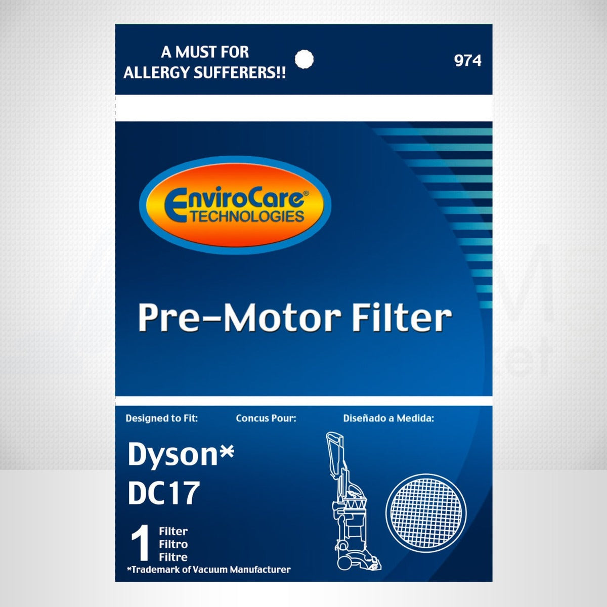 EnviroCare Dyson DC17 Pre Motor Vacuum Replacement Filter - High Efficiency HEPA Dust Filter for Pet Hair, Allergies & Home Cleaning