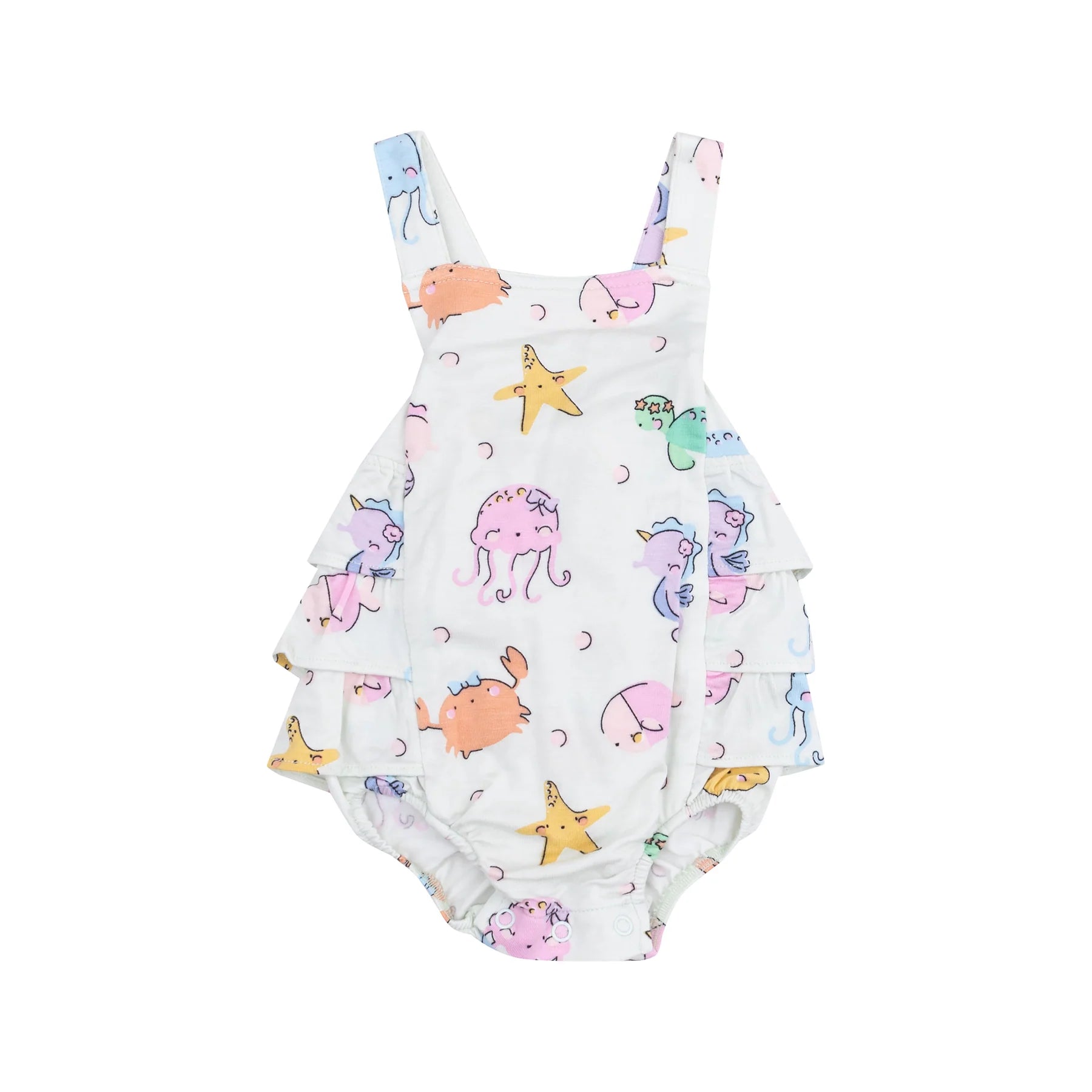 Adorable Sea Creatures Ruffle Sunsuit for Baby Girls - Cute Swimwear & Beach Outfit for Summer Vacations & Pool Parties