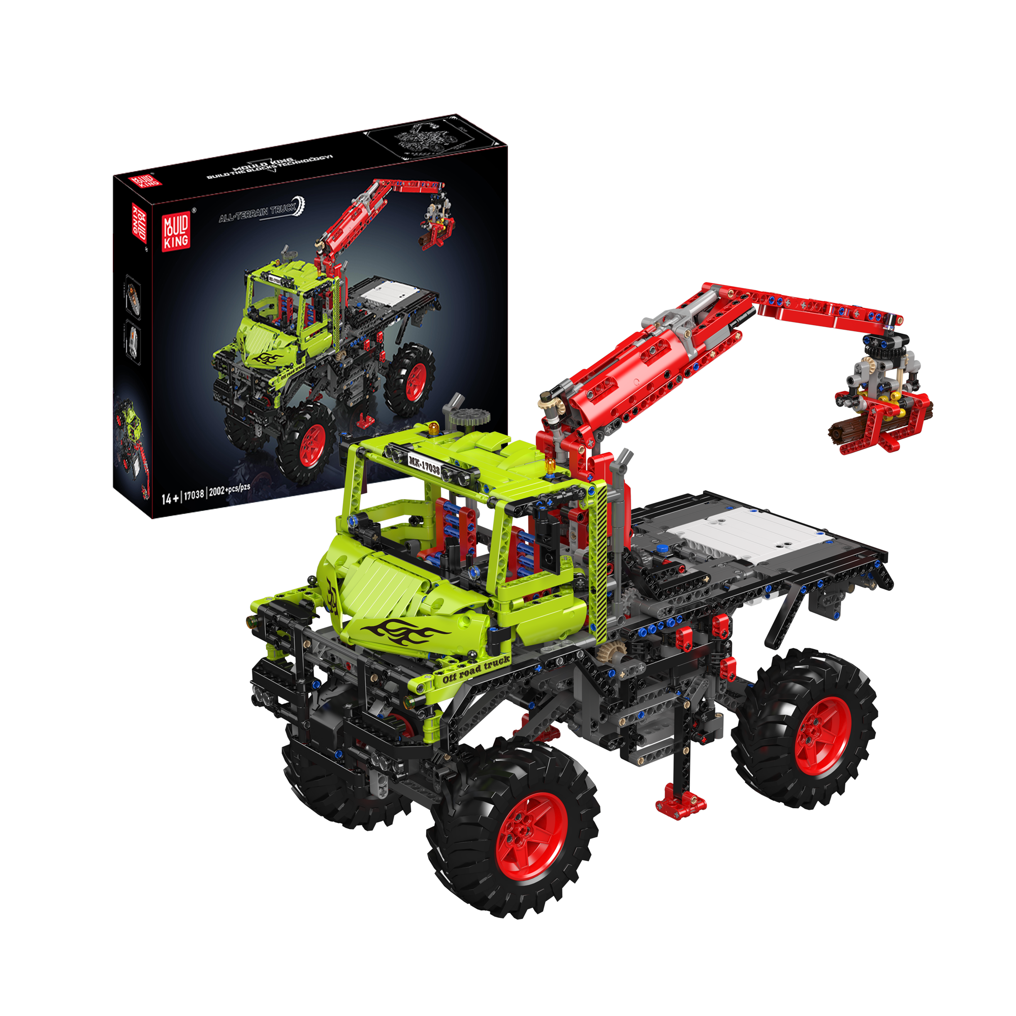 Mould King 17038 4x4 Off Road Logging Truck Building Kit - 2002 Piece Construction Set for Adults & Teens | STEM Educational Toy, DIY Engineering Project, Gift for Truck Lovers | Play & Display for Home, Office, or Collection