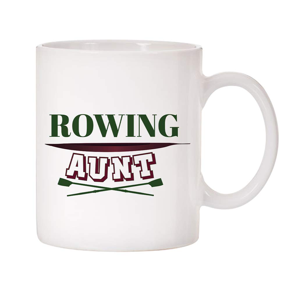 Sports Family 11oz Ceramic Coffee Mugs with Rowing & Aunt Designs - Perfect for Rowing Enthusiasts, Family Gifts & Cozy Home Coffee Time