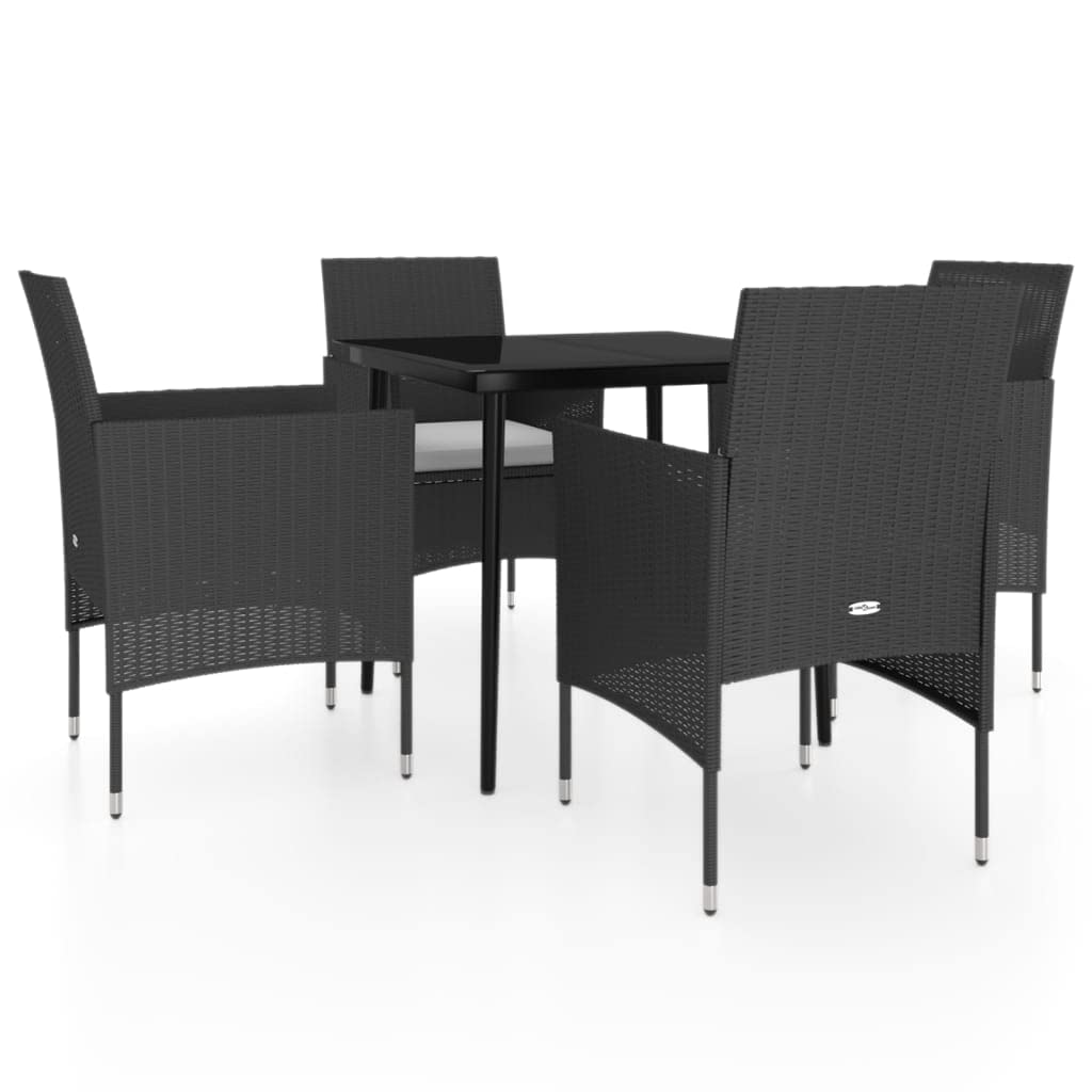 vidaXL 5-Piece Patio Dining Set with Cushions - Outdoor Garden Furniture for Lawn, Yard, Terrace & Balcony - Black Table and Chairs Set - Perfect for Backyard BBQs, Poolside Relaxation & Outdoor Entertaining