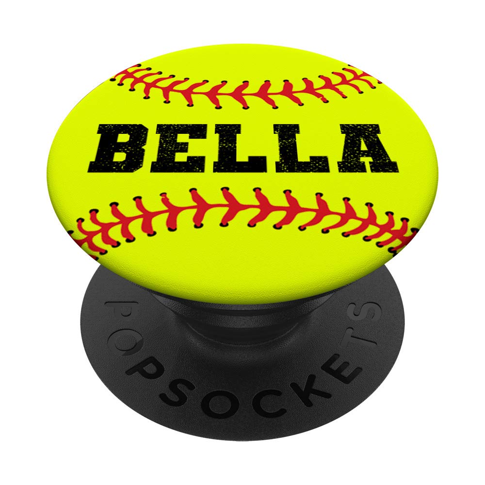BELLA Softball Catcher & Pitcher Personalized Name Gift - Custom PopSockets Phone Grip & Stand for iPhone, Samsung & Tablets - Perfect for Baseball Games, Team Gifts & Phone Protection