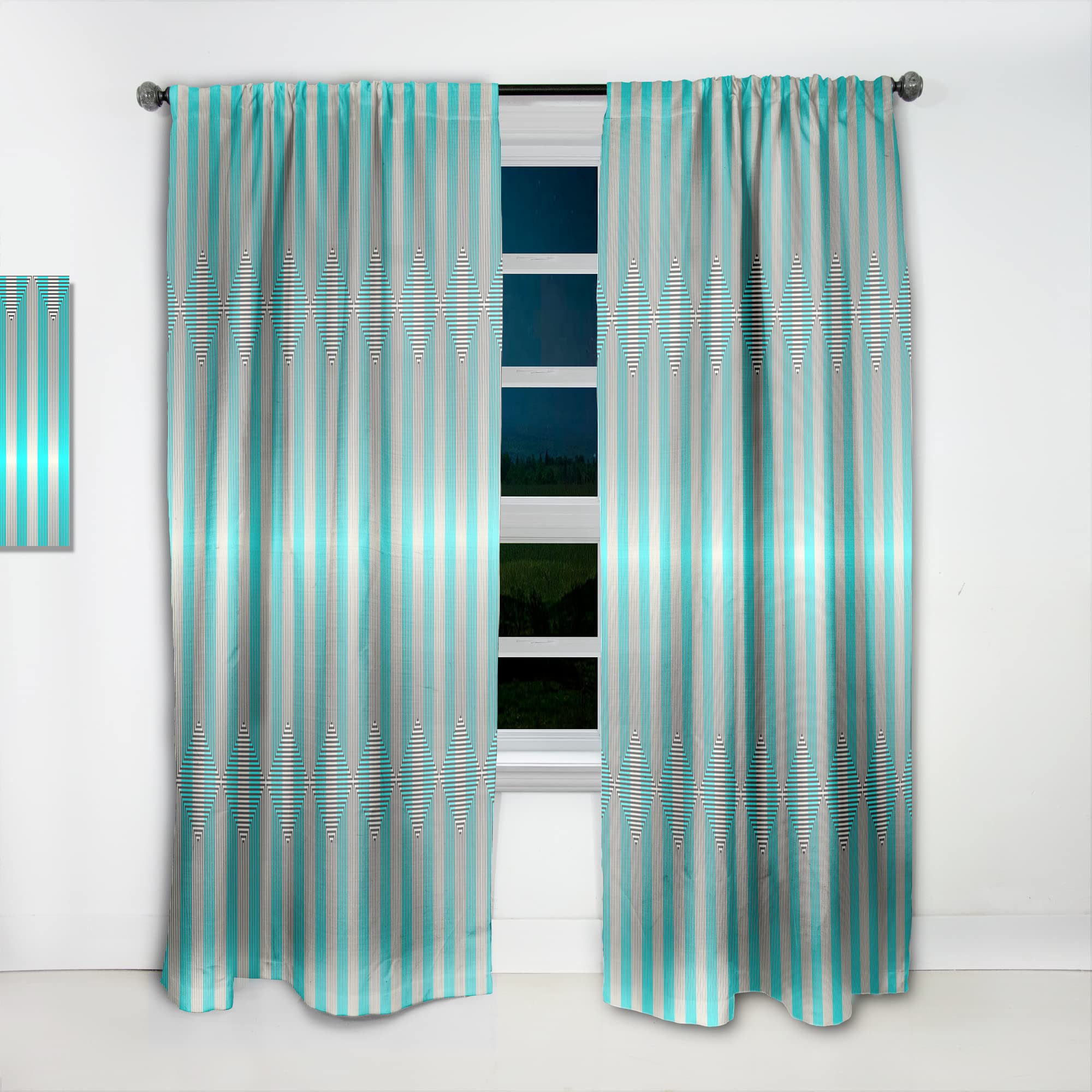 Light Blue Striped Thermal Insulated Curtains - Single Panel 52x63 Inches - Blackout Drapes for Bedroom & Living Room - Perfect for Privacy, Light Control & Energy Efficiency
