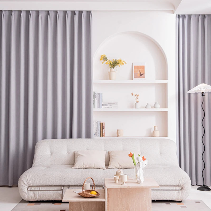 Juliet Chenille Minimalist Jacquard Blackout Custom Curtains for Living Room & Bedroom - Thermal Insulated Light Blocking Drapes for Home Decor