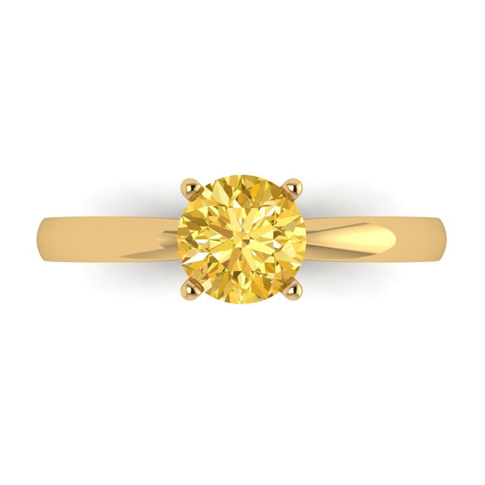 1.0 ct Natural Yellow Citrine Solitaire Engagement Ring - 14k Yellow Gold Round Cut Bridal Ring for Women | Anniversary, Proposal, Wedding Jewelry Gift