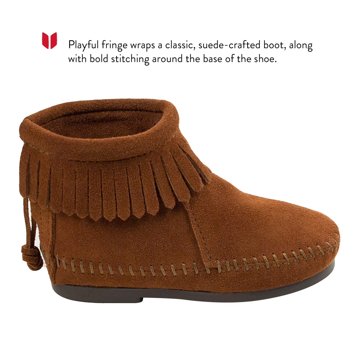 Minnetonka Back Zipper Boots for Kids - Soft Leather Ankle Booties with Easy Zipper Closure (Toddler/Little Kid/Big Kid) - Perfect for School, Playdates & Outdoor Adventures