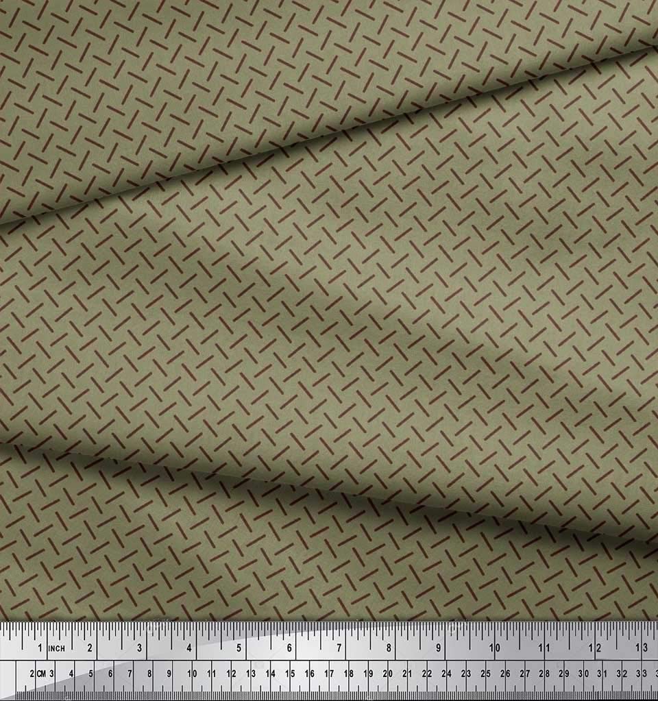 Soimoi Moss Georgette Brown Fabric by The Yard - 42 Inch Wide Diagonal Line Geometric Printed Textile for Fashion Design, DIY Crafts & Home Decor - Modern Pattern Fabric for Dresses, Curtains & Sewing Projects