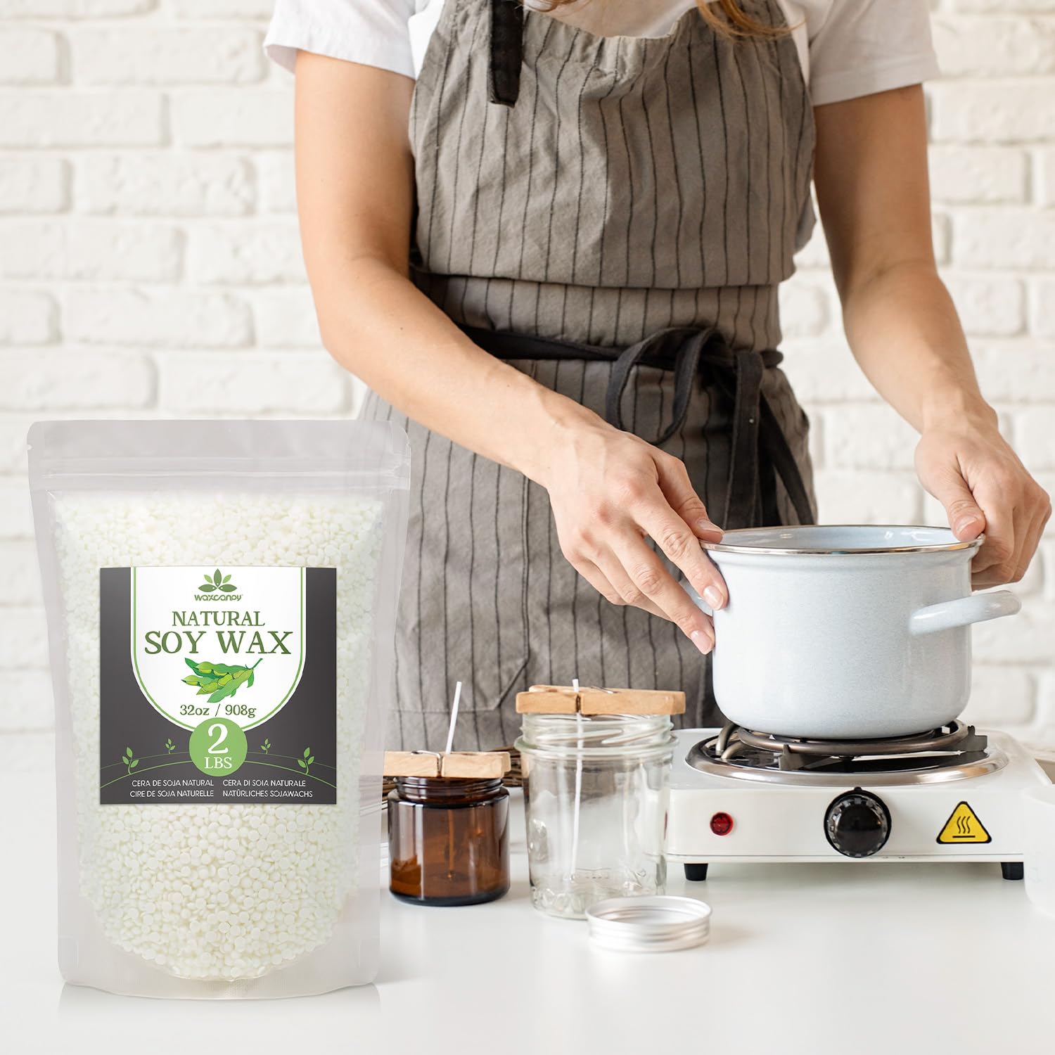 Premium Organic Soy Wax for Candle Making - 100% Natural, Pure & Additive-Free Farm-Grown Soy Candle Wax (10lb) - Perfect for DIY Candles, Aromatherapy & Home Fragrance