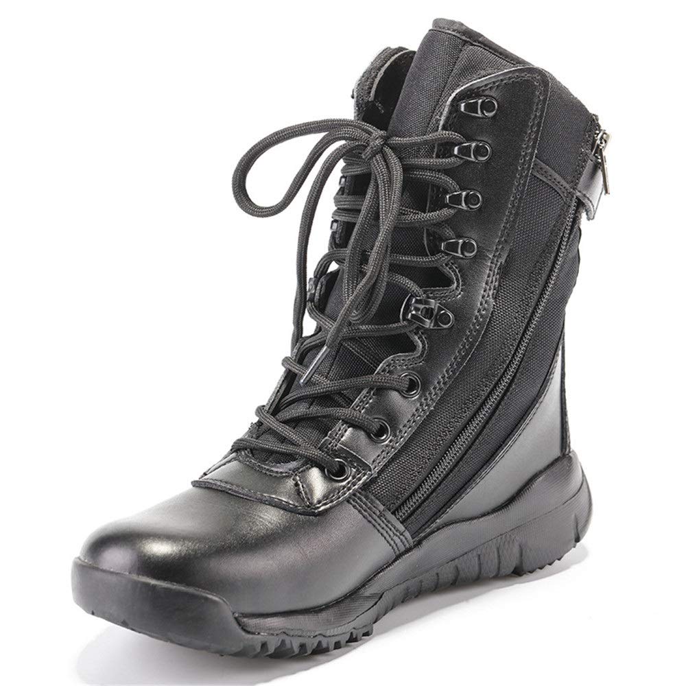 XMSIA Men's Tactical Hiking Boots - Desert Combat High Top Trekking Shoes for Outdoor Adventures, Durable & Waterproof (Black, Size 41) - Perfect for Hiking, Military Training, and Outdoor Exploration
