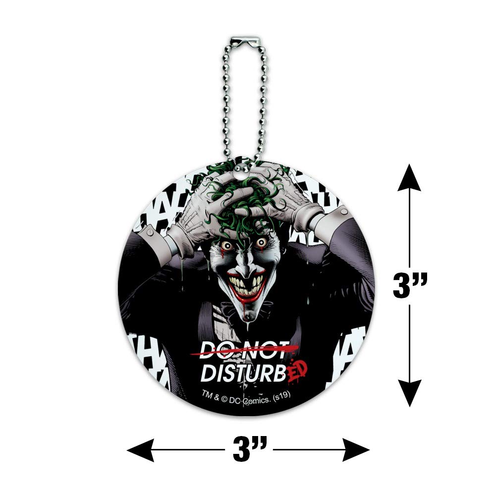 Batman Disturbed Joker Round Luggage ID Tag - Personalized Suitcase Name Tag for Carry-On Bags - Perfect for Travel, Cosplay & Comic Conventions