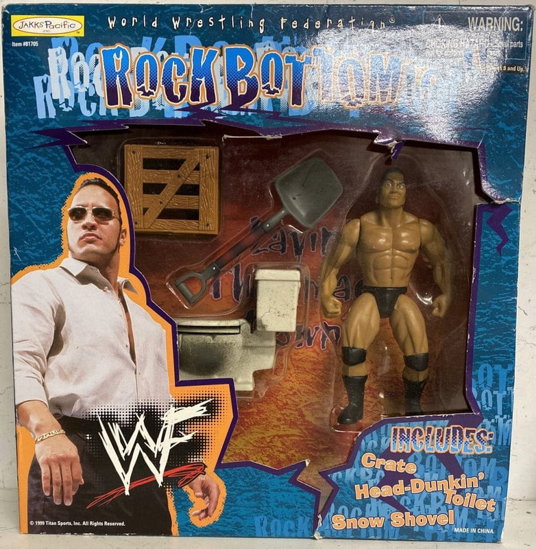 1999 WWF Jakks Pacific Rock Bottom Grapple Gear Wrestling Action Figure - Exclusive Collectible Toy for WWE Fans & Nostalgic Wrestling Memorabilia - Perfect for Display, Play & Wrestling Enthusiast Collections
