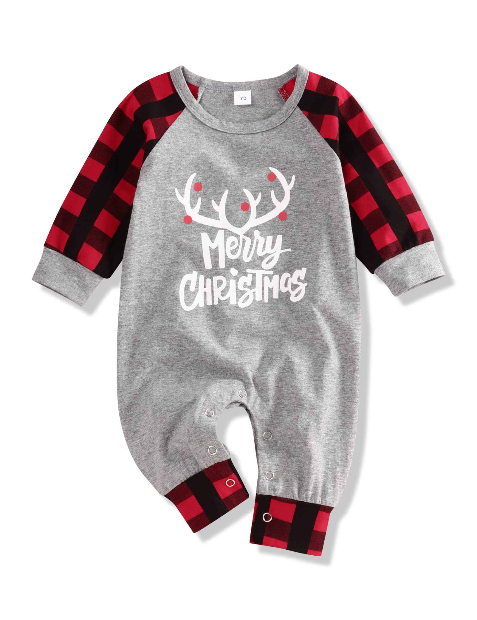 Adorable 1st Christmas Outfit for Newborn Baby Boy & Girl - Plaid Sleeve Romper Jumpsuit One-Piece Infant Clothing | Perfect for Holiday Photos, Family Gatherings & Christmas Celebrations