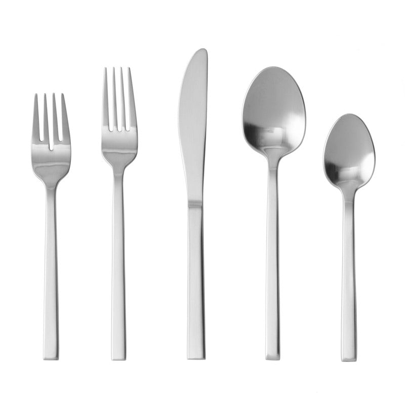 Arezzo Brushed Flatware Set of 5 - 18/10 Stainless Steel Dinnerware Cutlery for Fine Dining, Wedding & Holiday Table Settings