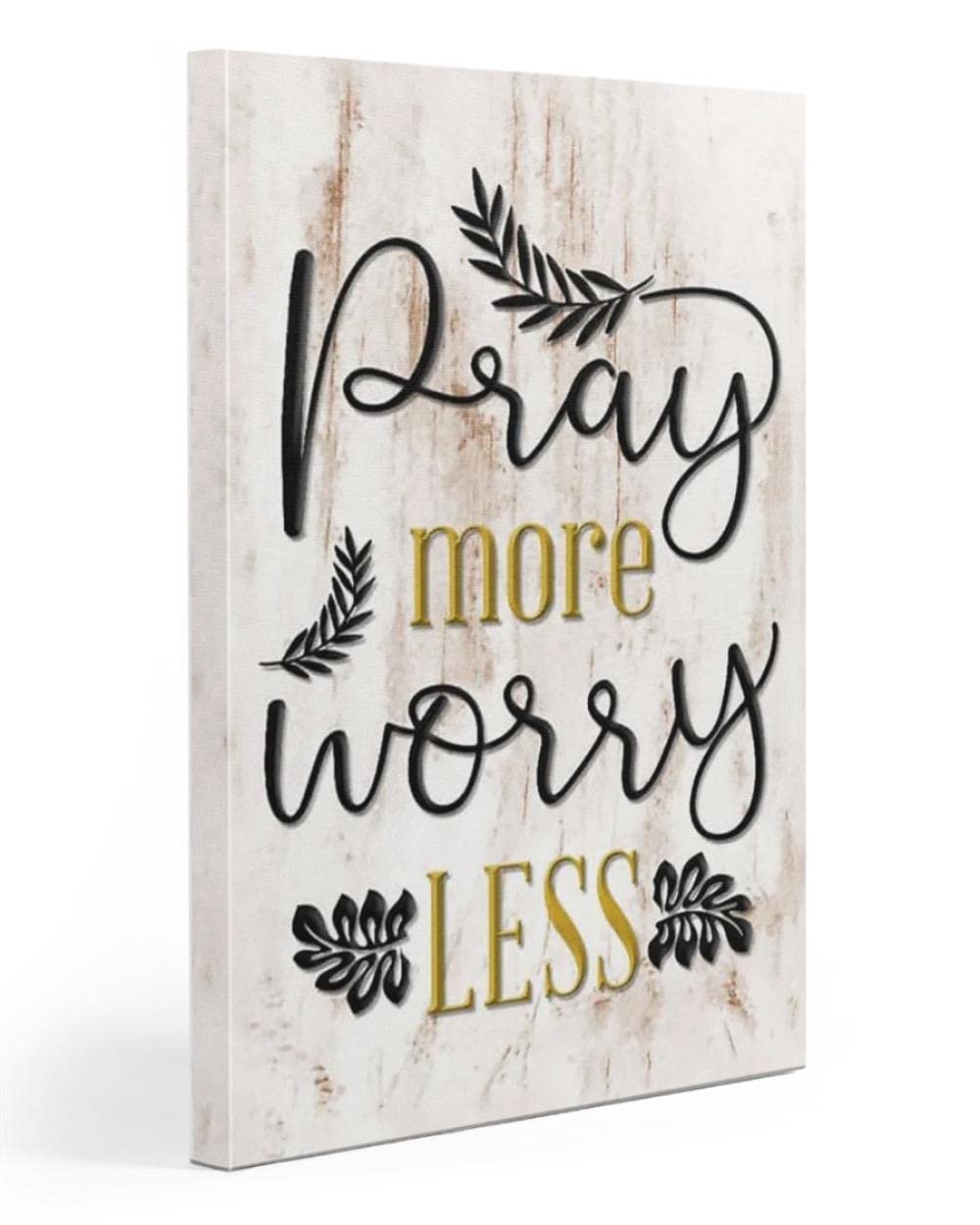 Pray More Worry Less Christian Wall Art Canvas - Inspirational Jesus & God Canvas Prints for Home Decor, Church, Office & Gift Giving