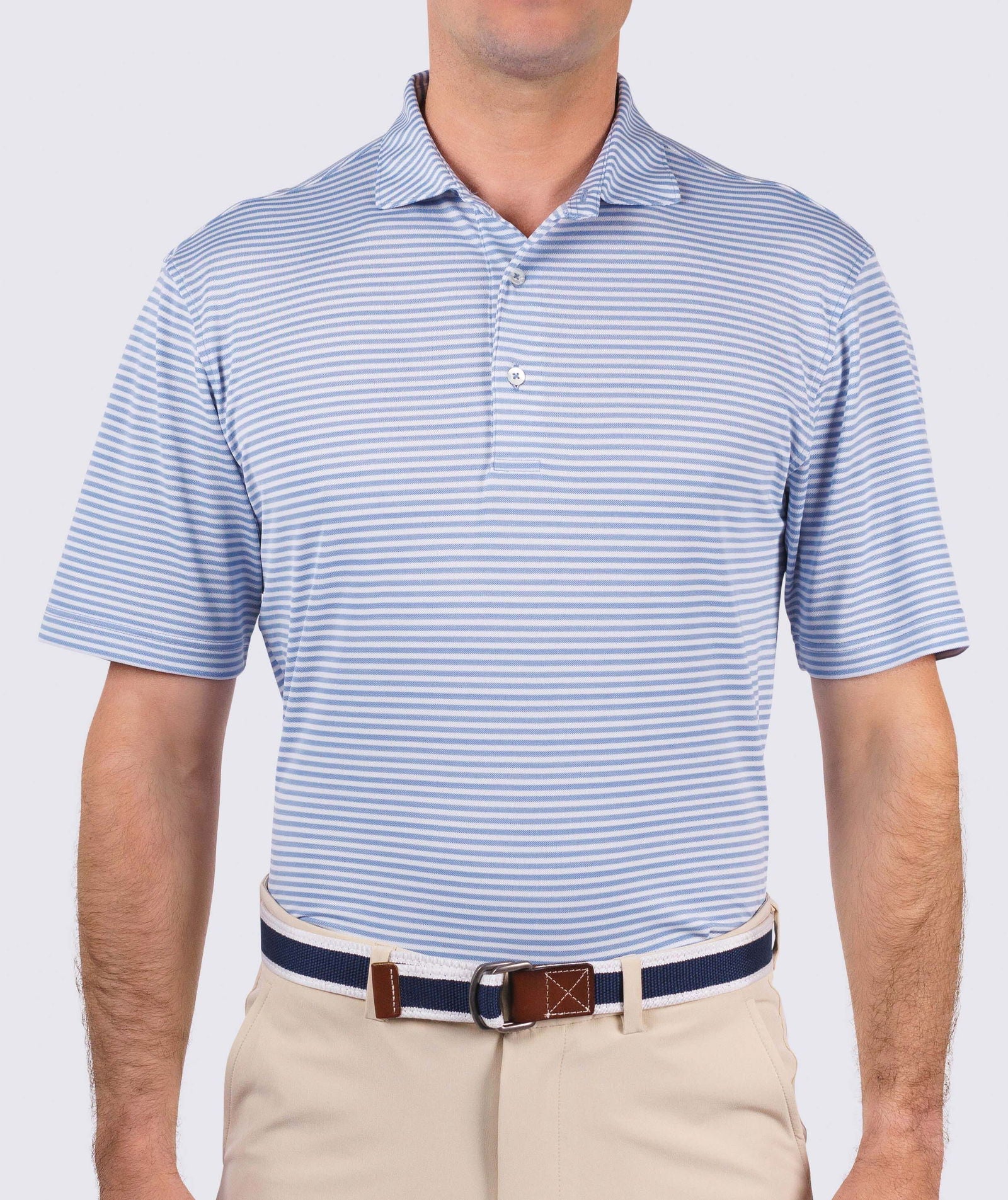 Men's Performance Polo Shirt - Moisture-Wicking & Breathable Tanner Stripe Design for Golf, Tennis & Casual Wear