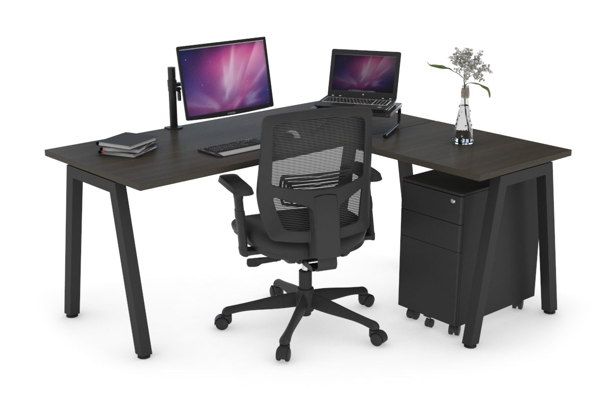 L-Shaped Corner Office Desk with Quadro A Legs - 1600L x 1700W for Home Office, Gaming & Workspace Setup - Ergonomic Computer Desk for Professionals & Students