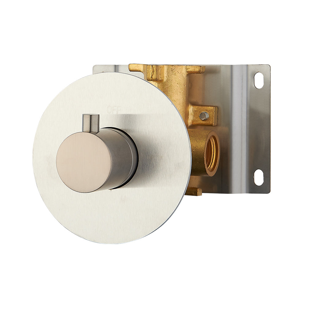 DAX Round Concealed 3-Way Diverter Valve - Brushed Nickel Finish (DAX 1053 RD BN) for Bathroom Shower and Bathtub Plumbing Systems