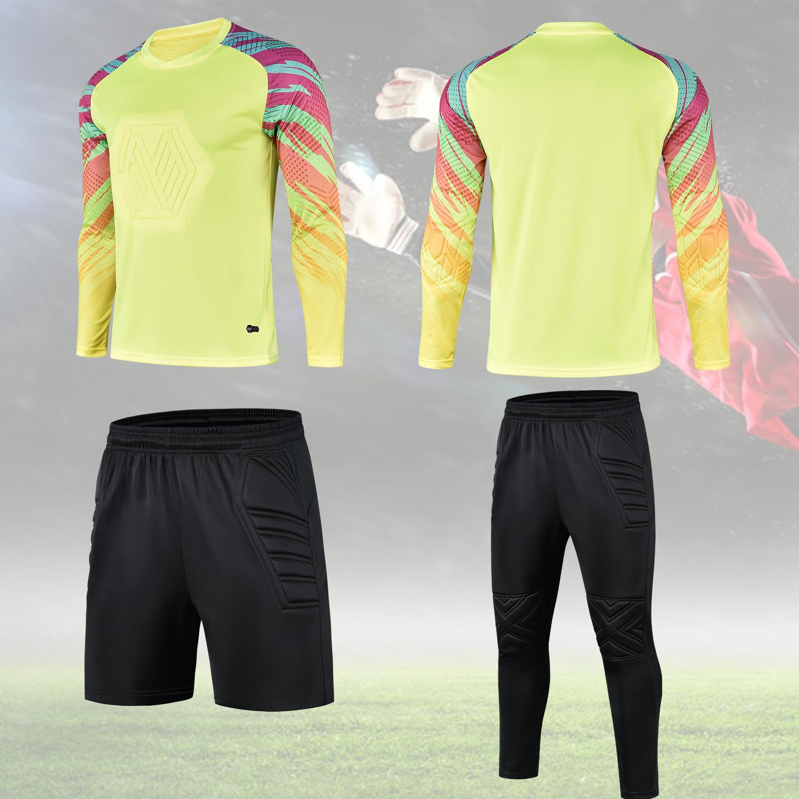 Youth & Adult Padded Goalkeeper Jersey - Long Sleeve Training Soccer Uniform with Custom Name & Number - Perfect for Match Play, Team Practice & Goalkeeper Training